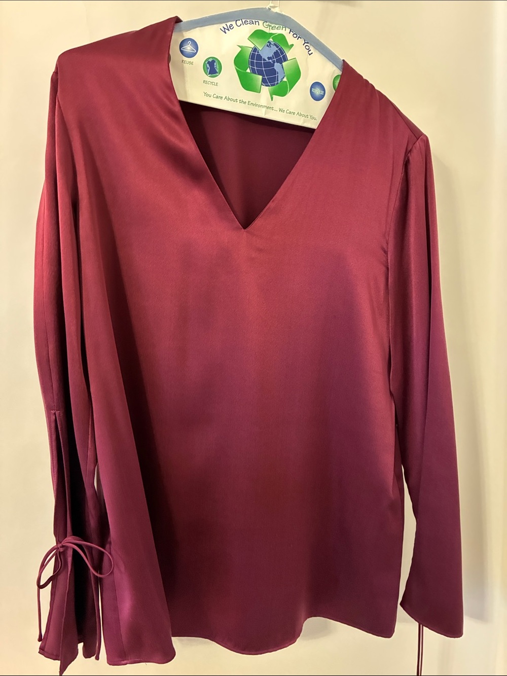 Boss Burgundy V-Neck Long Sleeve Top with Tie Cuffs